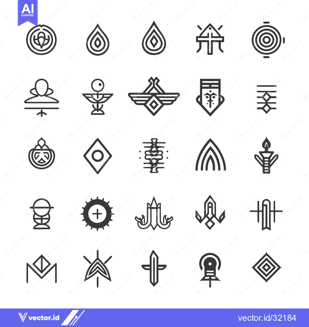 Premium Vector dari Collection of 25 Unique Geometric Line Art Logos