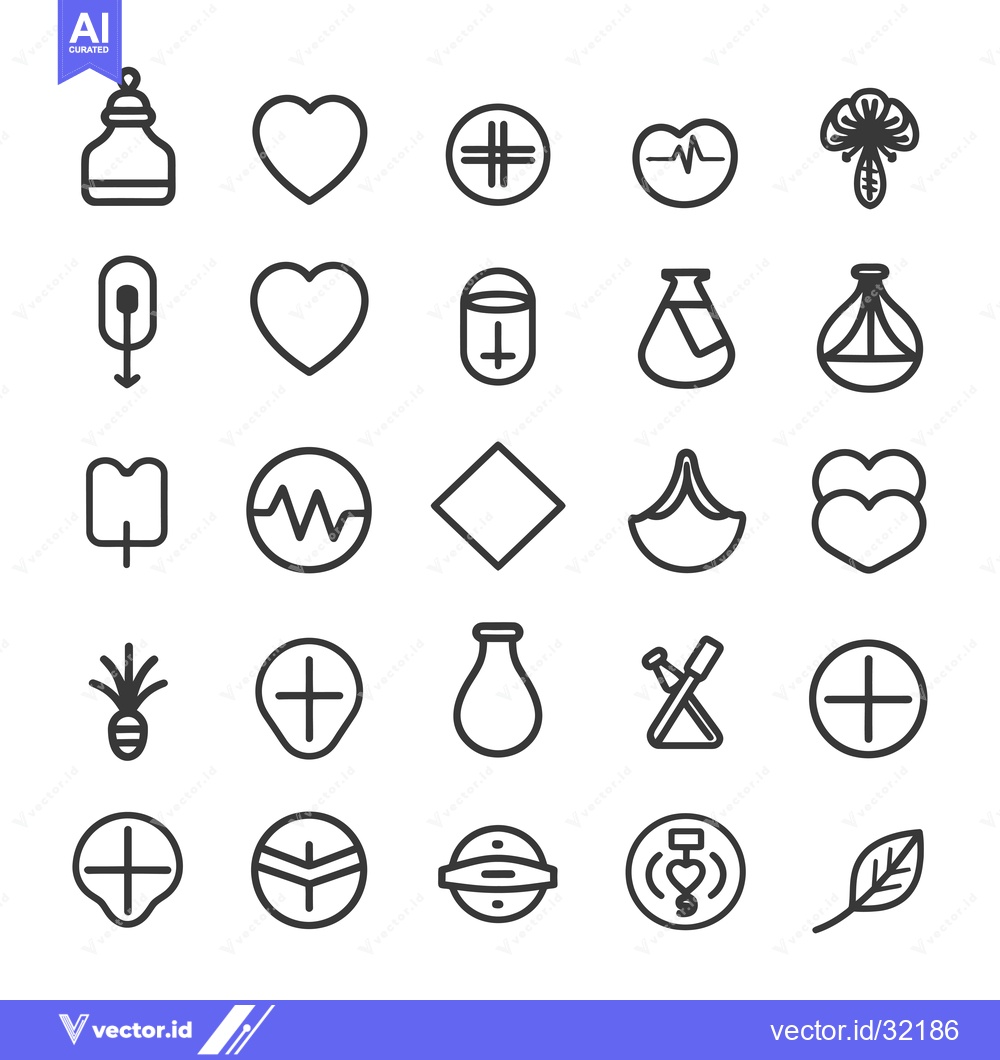 Premium Vector of Collection of 28 Black and White Line Icons on a White Background