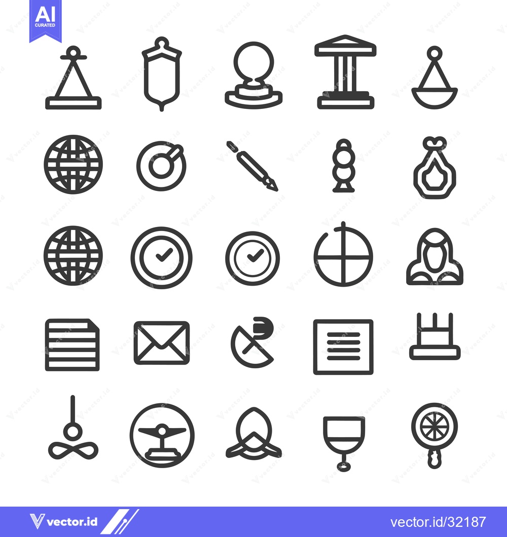 Premium Vector dari Collection of 28 Black and White Line Icons on a White Background