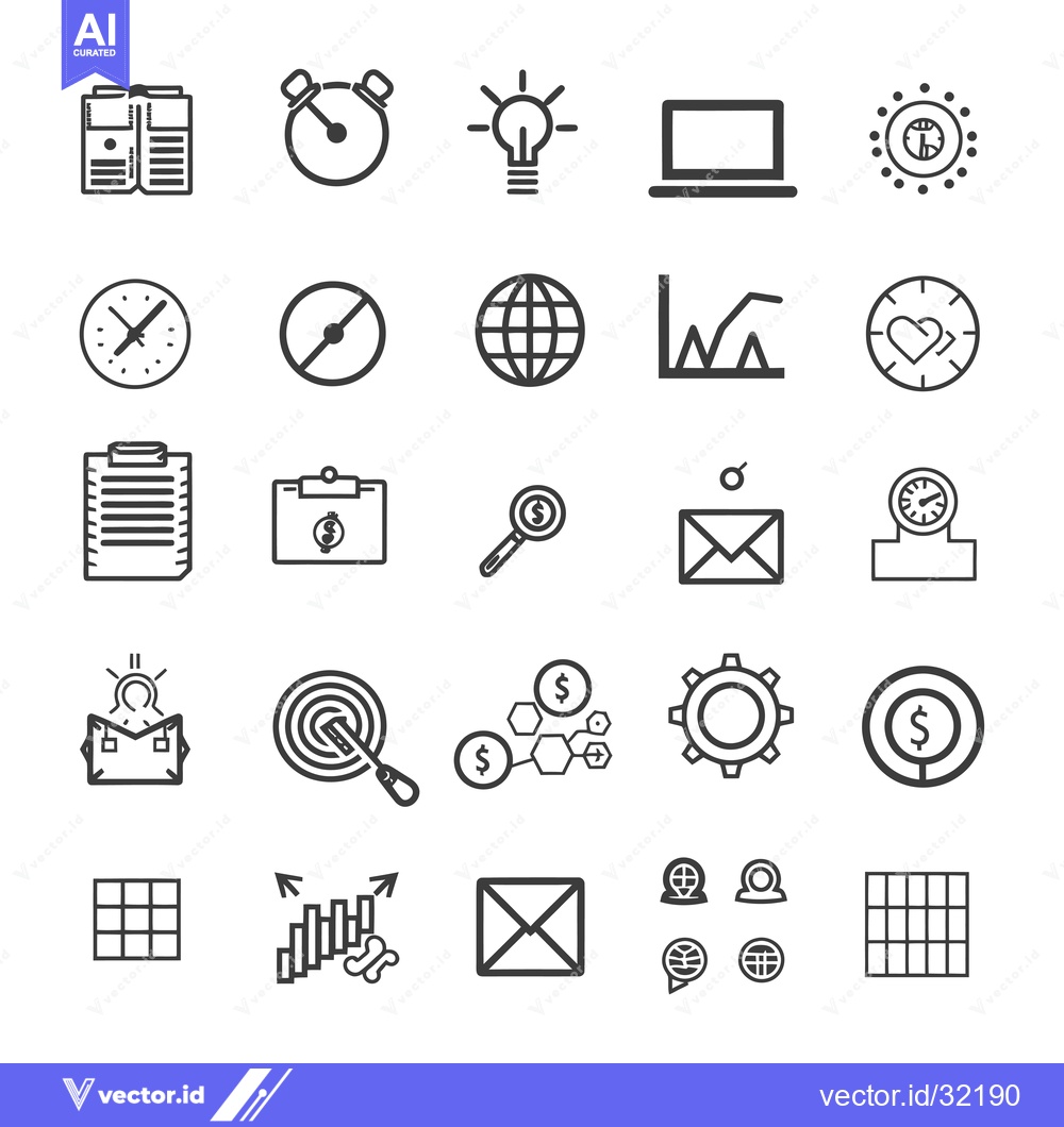 Premium Vector dari Collection of 28 Business and Finance Icons in Line Style