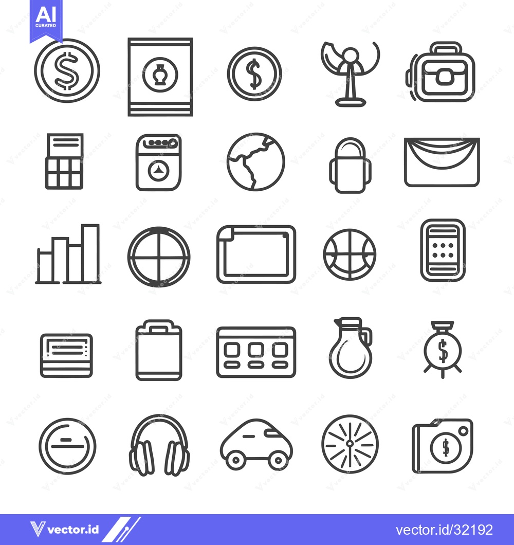 Premium Vector dari Collection of 28 Diverse Outline Icons for Business and Finance