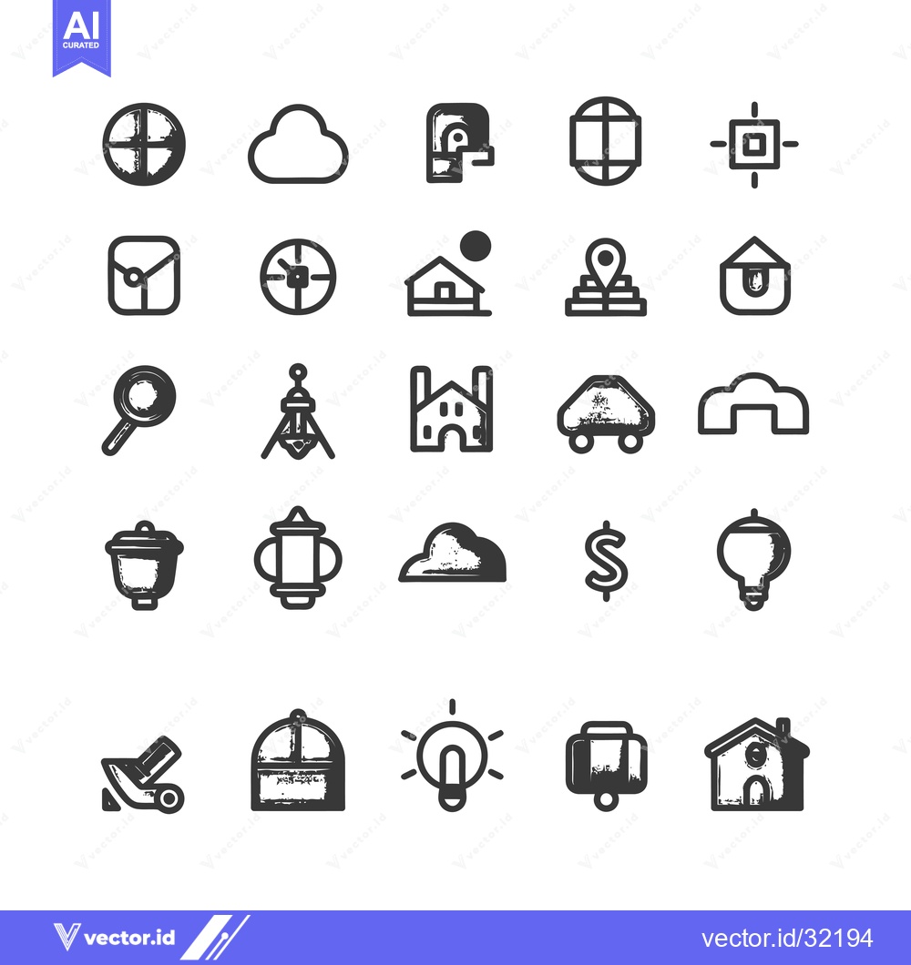 Premium Vector of Collection of 28 Hand-Drawn Black and White Icons