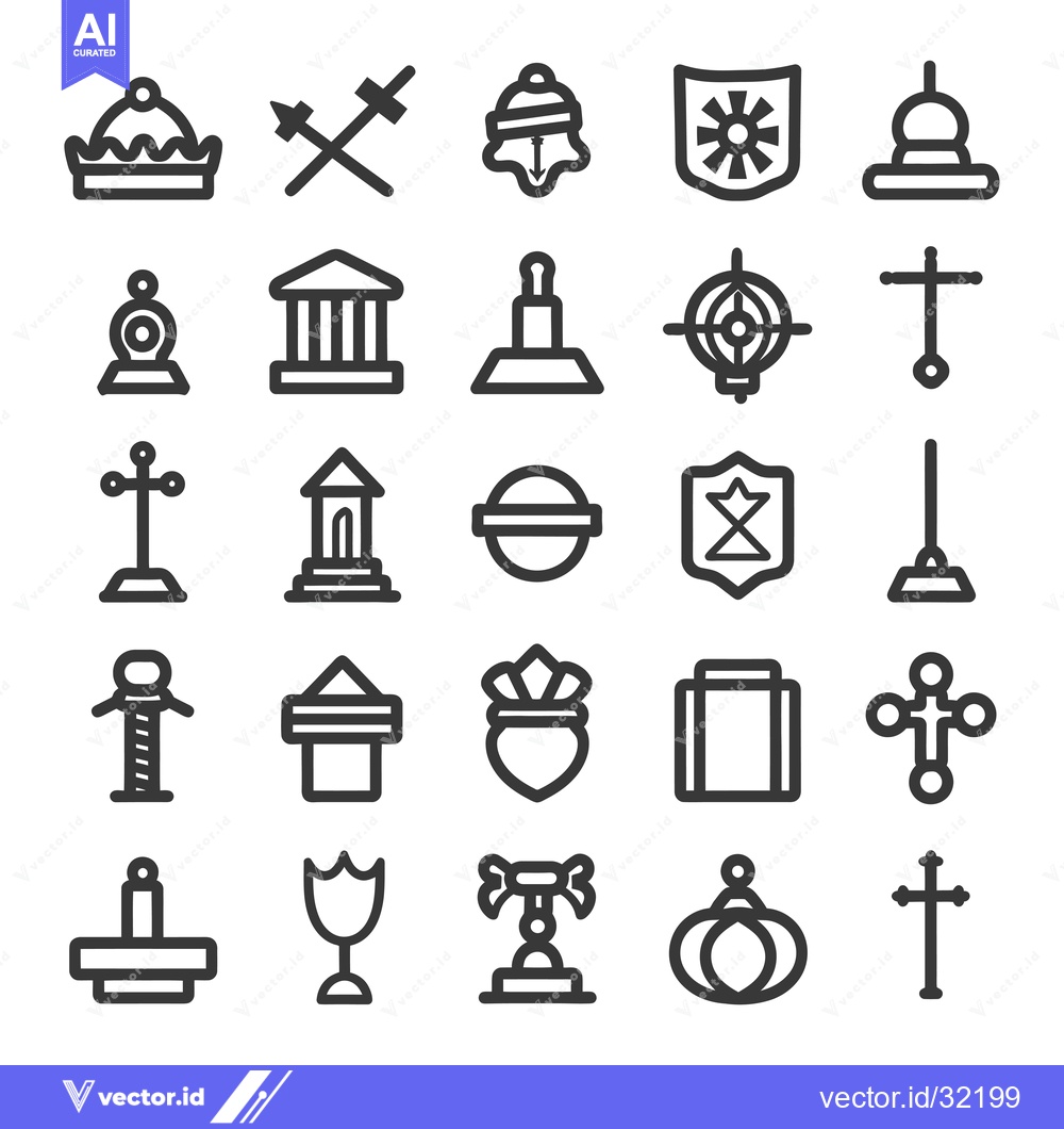 Premium Vector dari Collection of 28 Line Icons Depicting Various Symbolic Objects