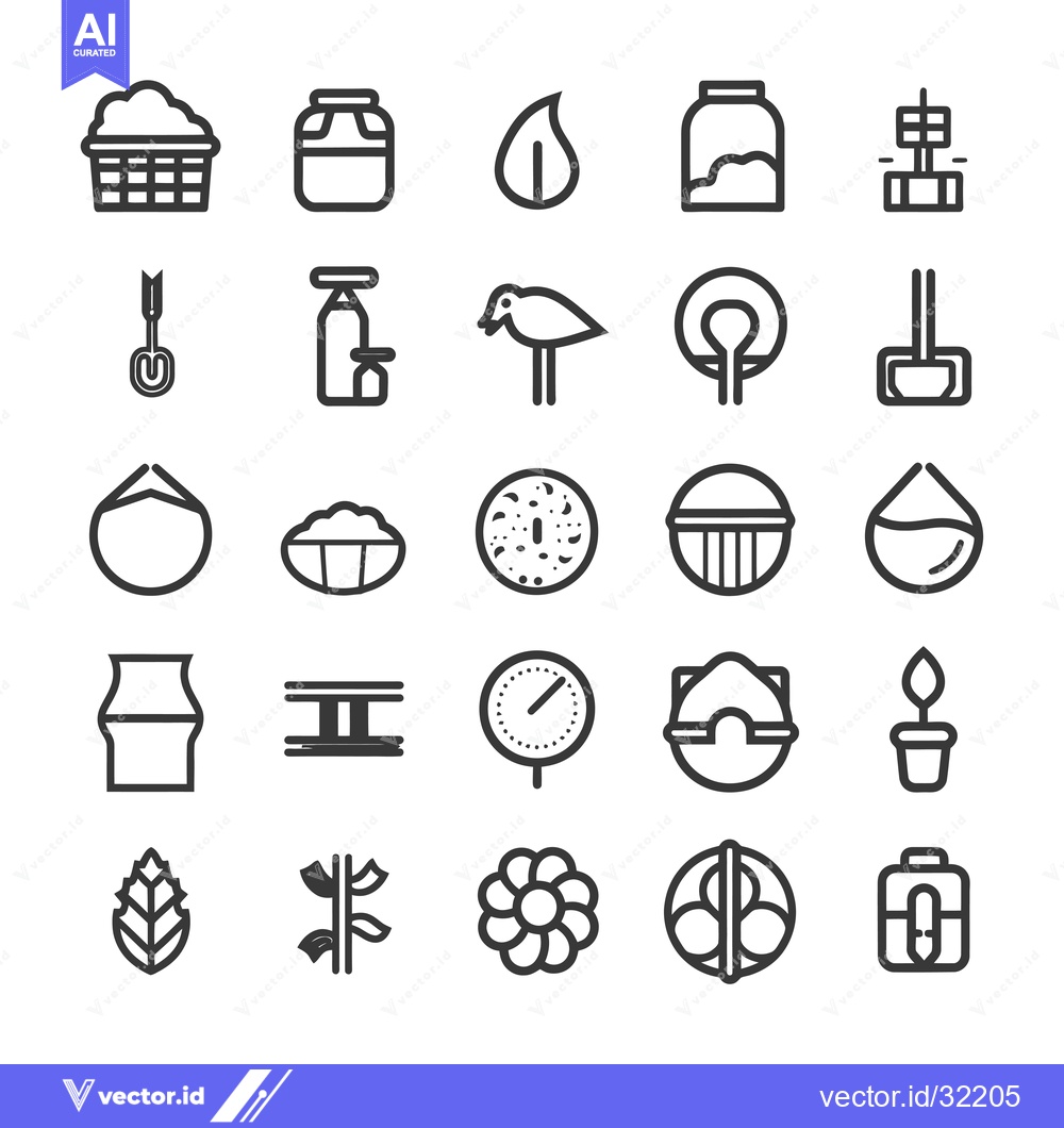 Premium Vector of Collection of 28 Line Icons Related to Gardening, Farming, and Nature