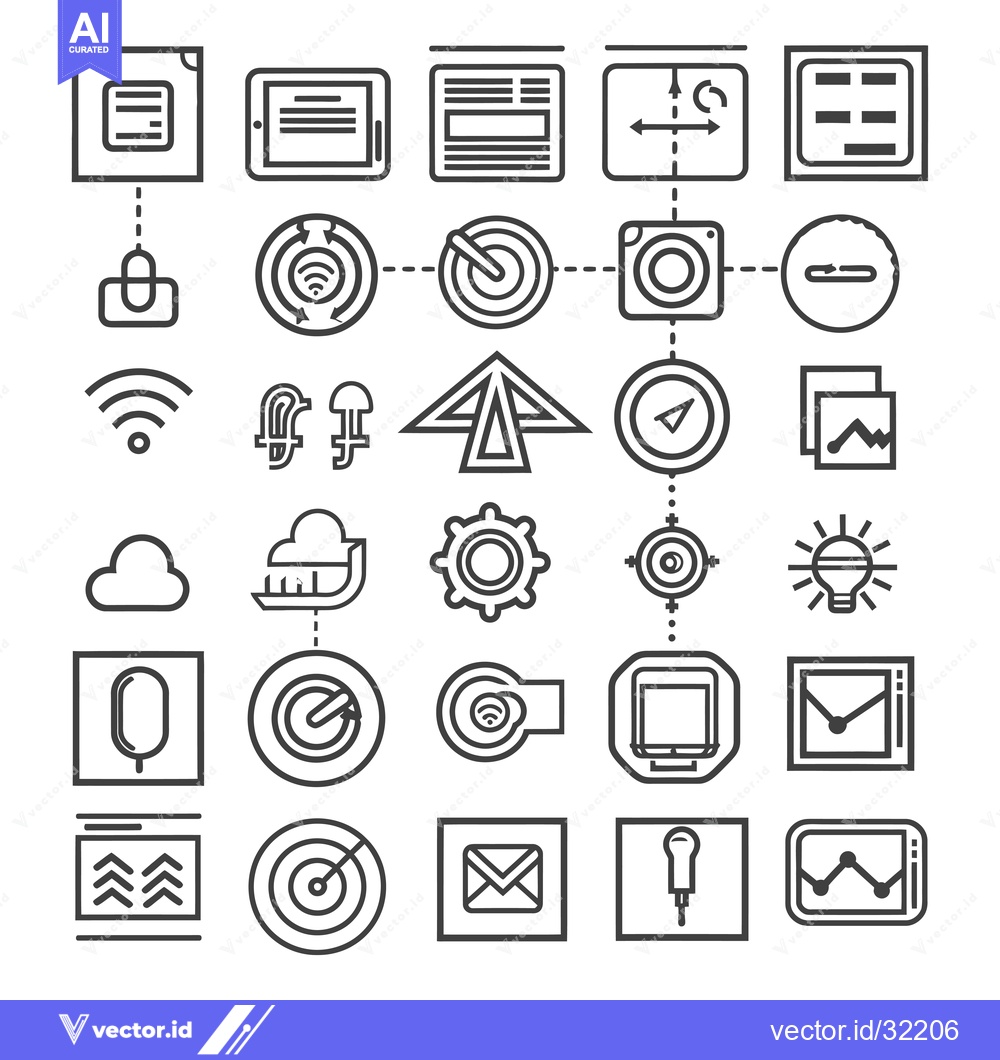 Premium Vector dari Collection of 28 Line Icons Relating to Business and Technology