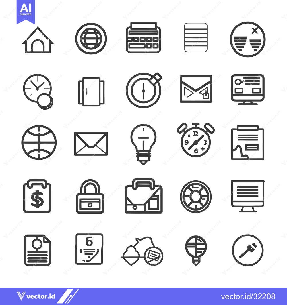 Premium Vector dari Collection of 28 Line Icons Representing Various Concepts and Objects