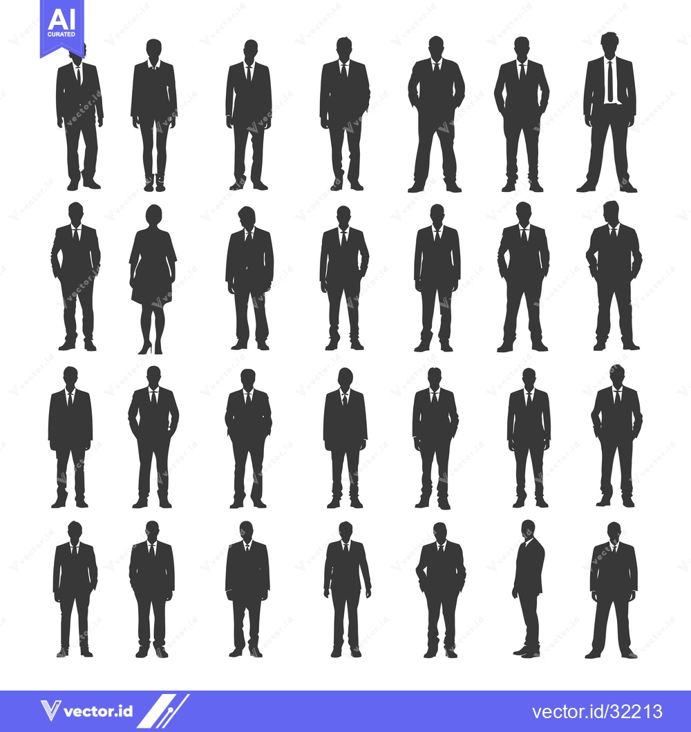 Premium Vector dari Collection of 28 Silhouettes of Men in Suits