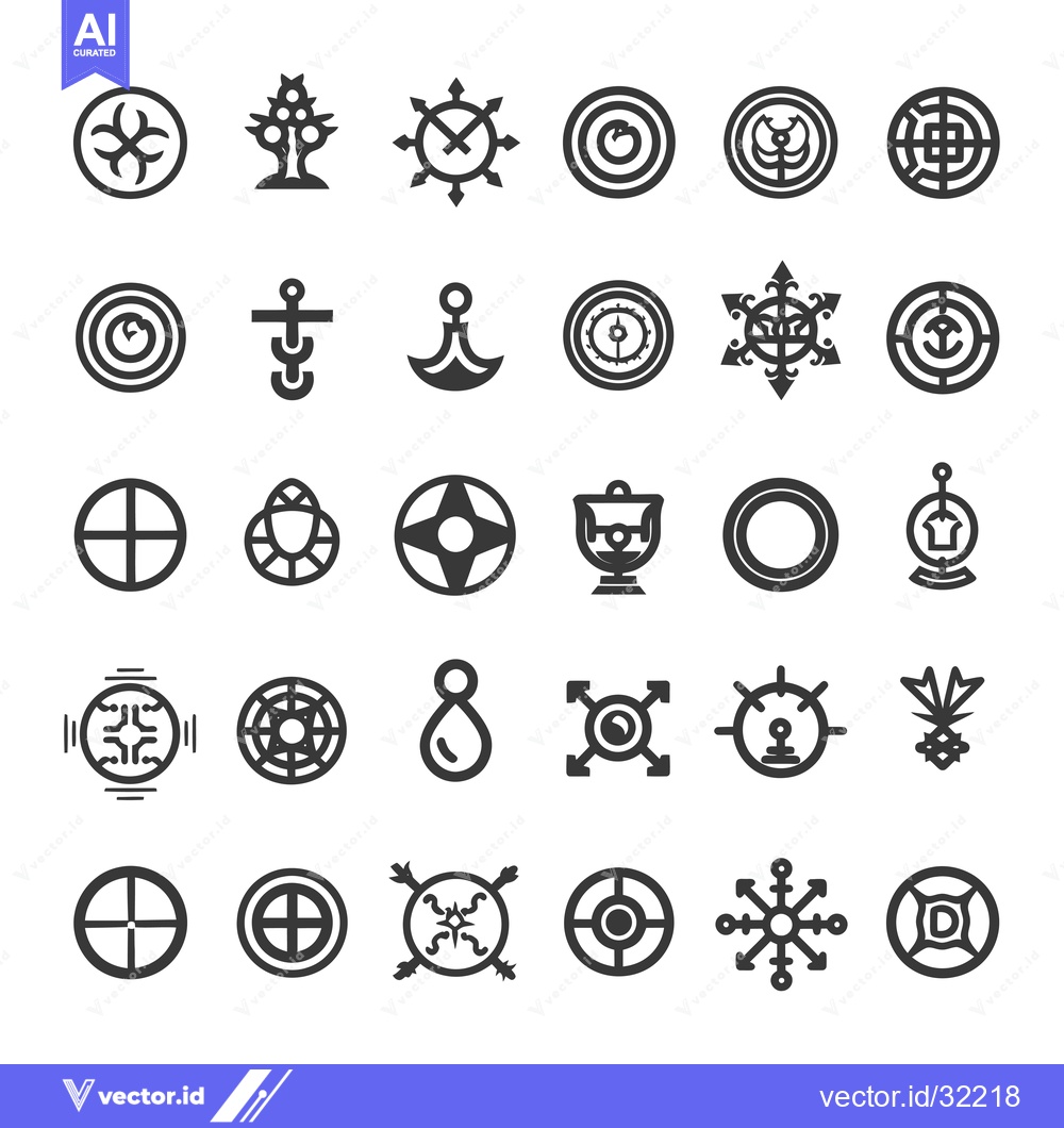 Premium Vector of Collection of 30 Unique Circular and Symbolic Icons in Black and White