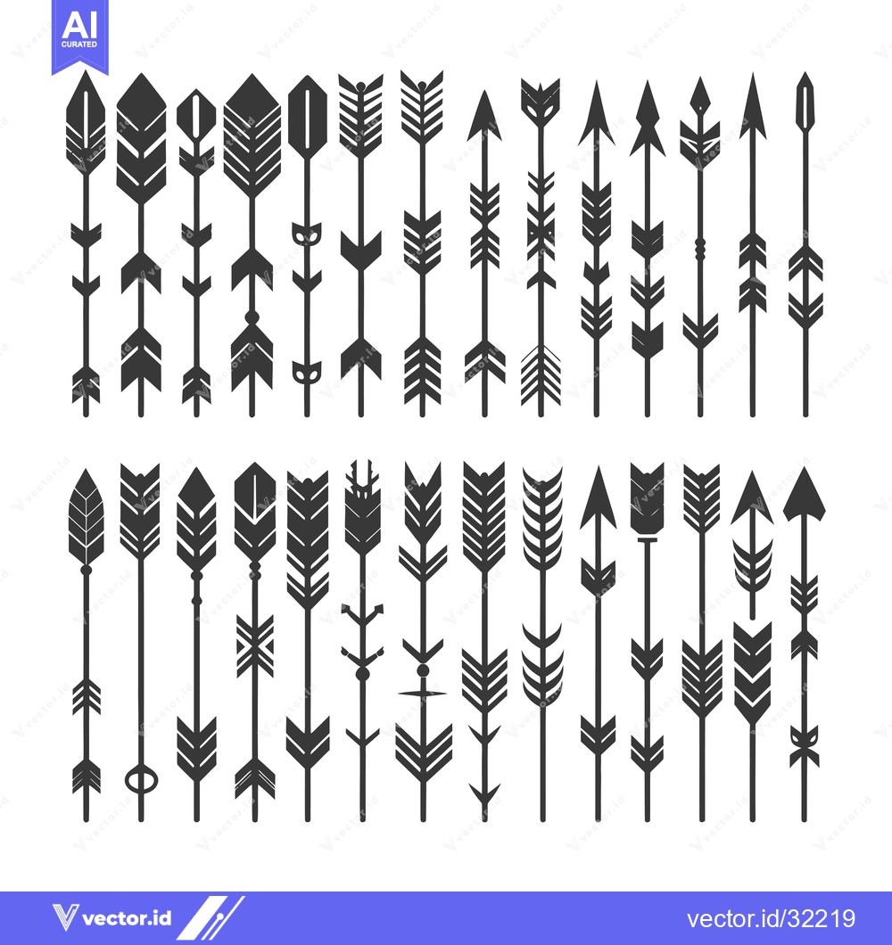 Premium Vector dari Collection of 36 Black and White Arrow Shapes