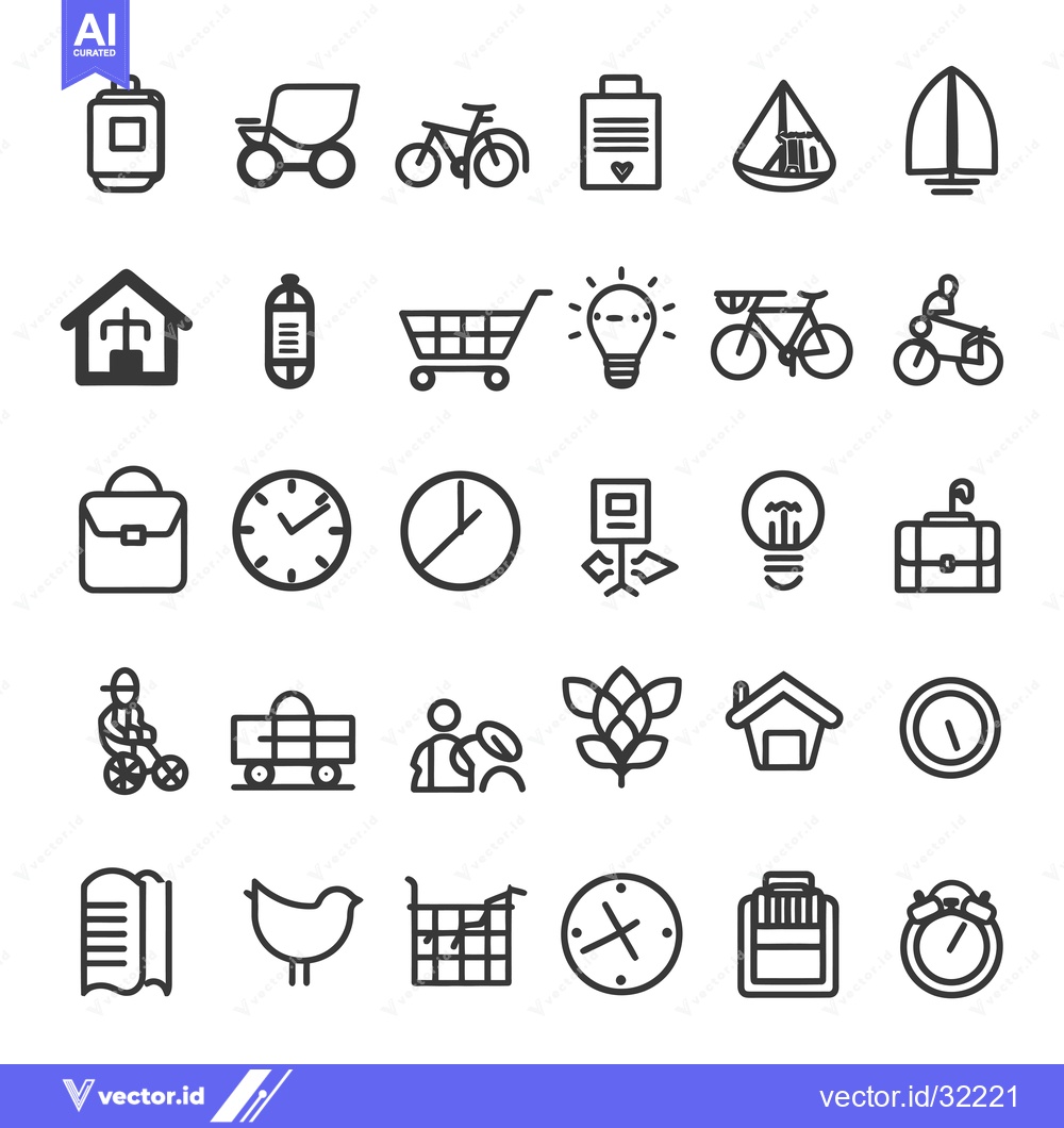 Premium Vector dari Collection of 36 Line Icons for Various Everyday Activities and Object