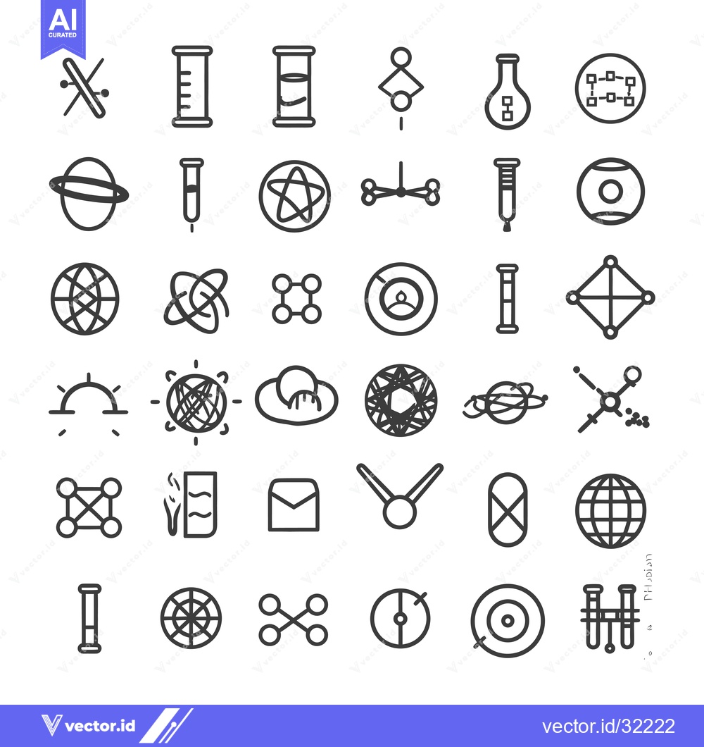 Premium Vector dari Collection of 36 Outline Icons Related to Science, Technology, and Dat
