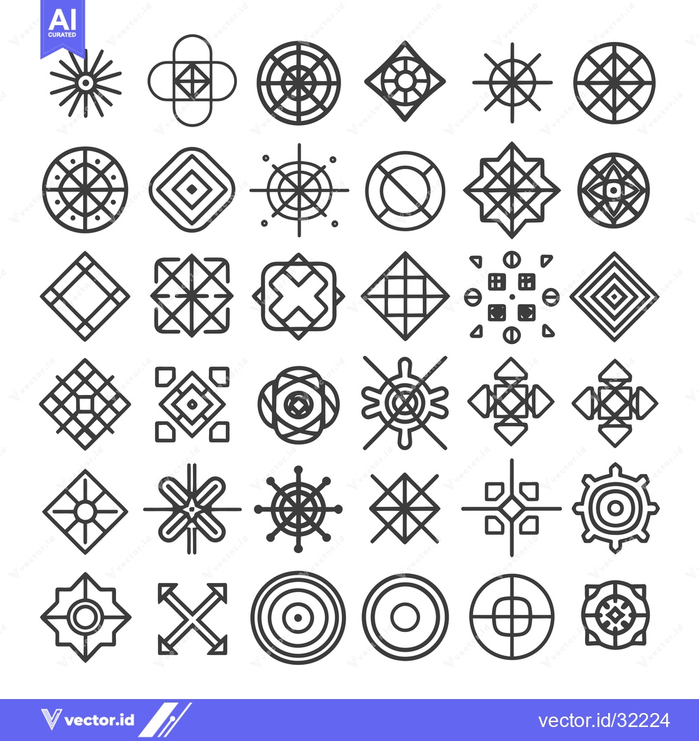 Premium Vector dari Collection of 36 Unique Geometric Line Art Designs