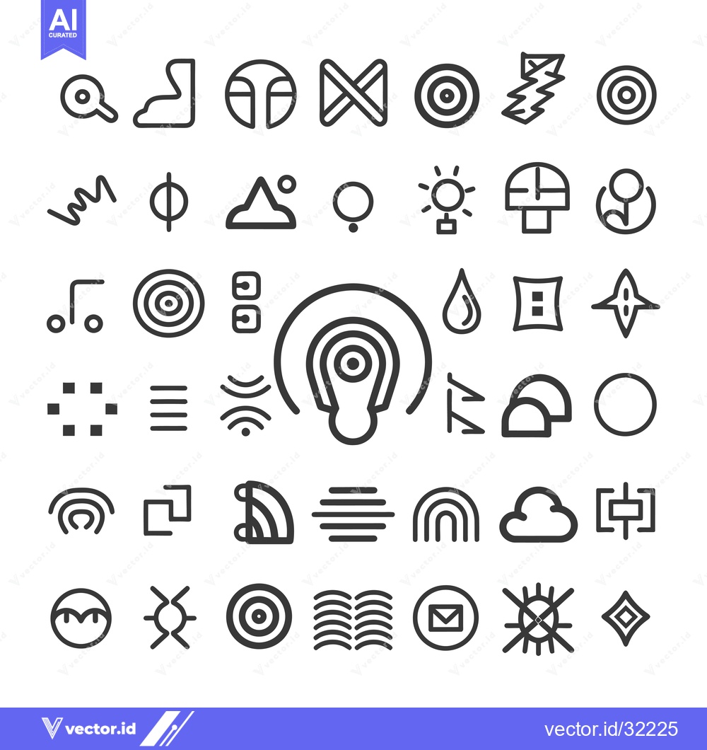 Premium Vector dari Collection of 48 Abstract Geometric Line Art Icons