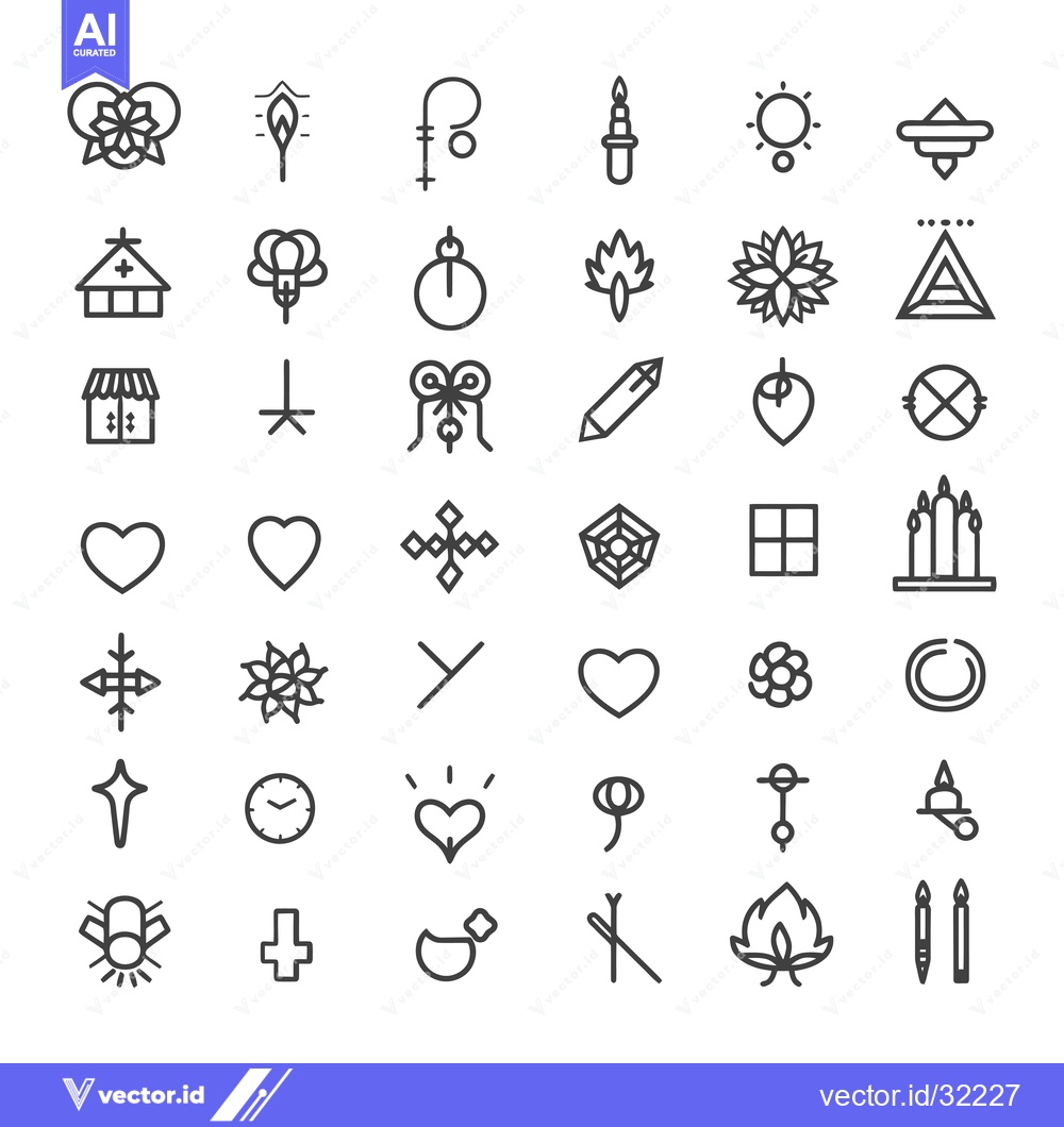 Premium Vector dari Collection of 48 Line Art Tattoo Designs