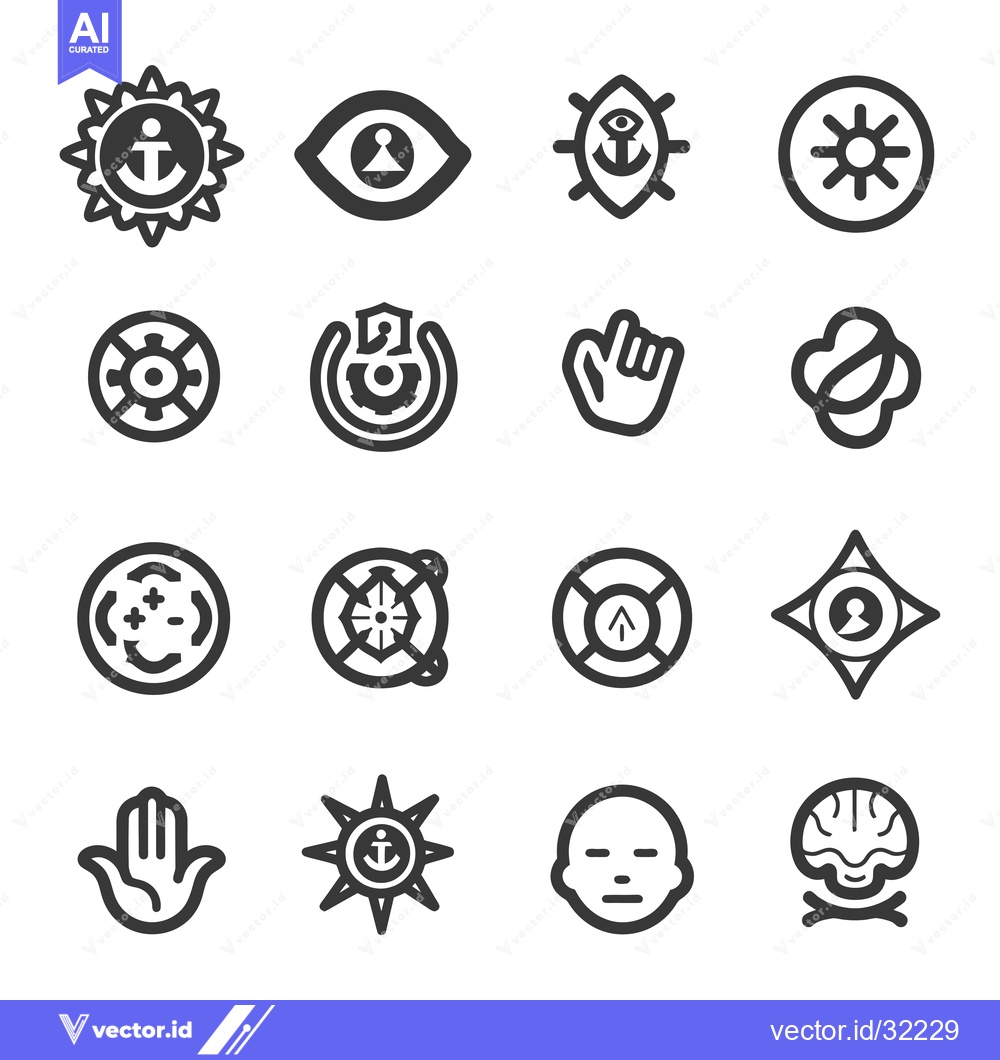 Premium Vector dari Collection of Abstract and Geometric Symbols with Anchor, Eye, and Han