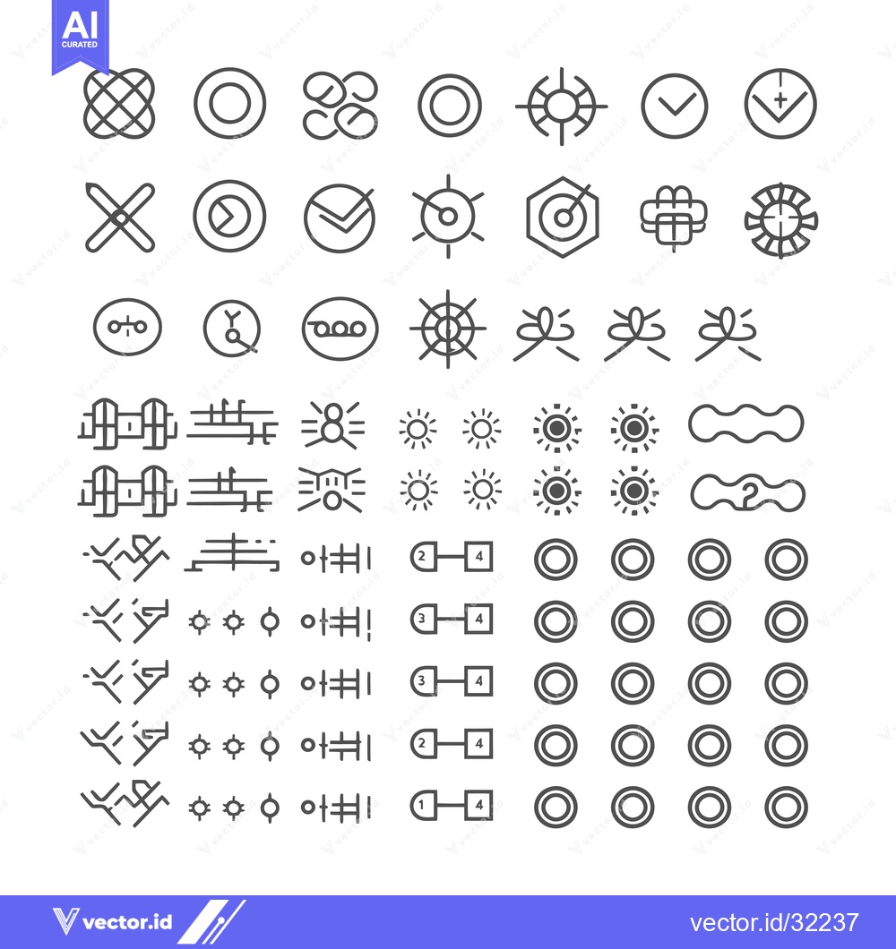 Premium Vector of Collection of Abstract Geometric Line Art Icons