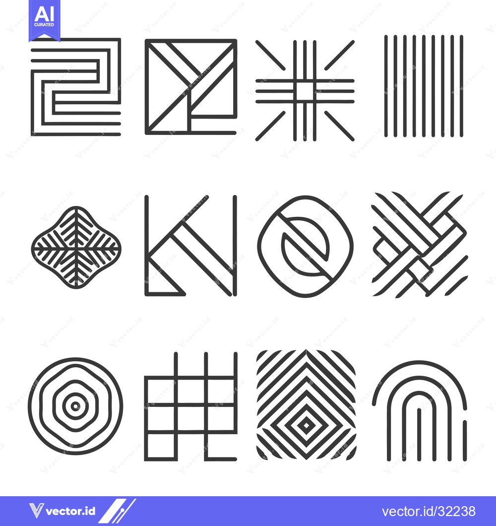 Premium Vector dari Collection of Abstract Geometric Line Art Patterns
