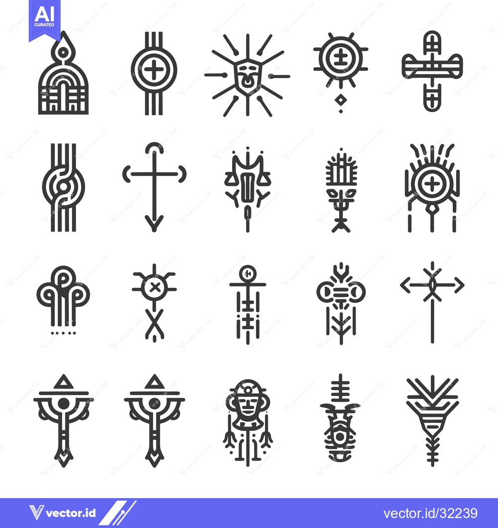 Premium Vector dari Collection of Abstract Geometric Line Art Symbols