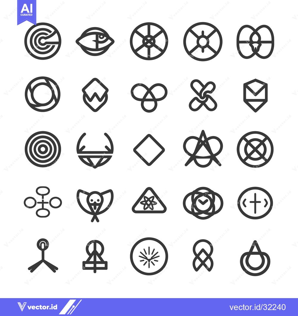 Premium Vector dari Collection of Abstract Geometric Line Art Symbols