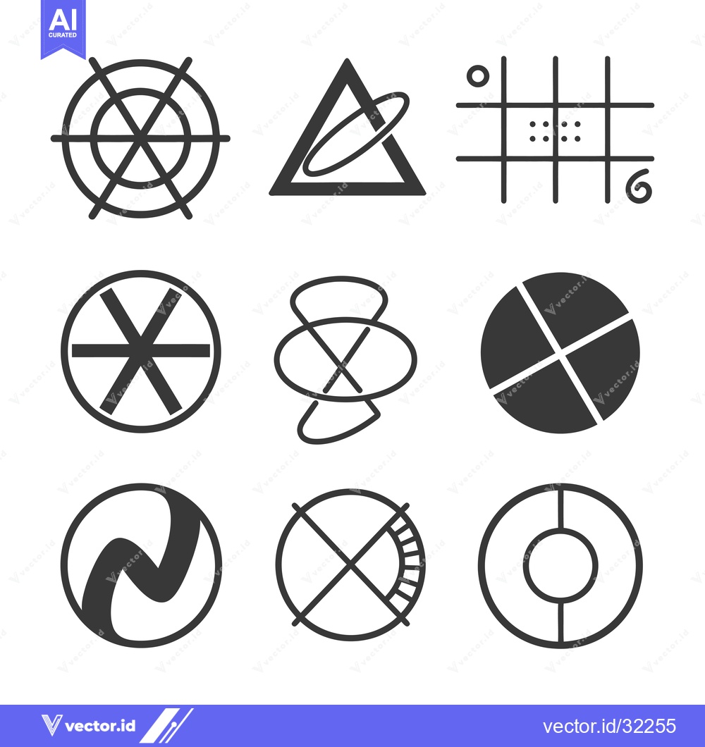 Premium Vector dari Collection of Abstract Geometric Shapes with Lines and Circles