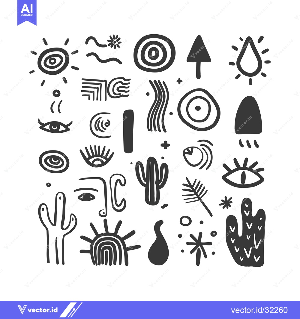 Premium Vector dari Collection of Abstract Hand-Drawn Shapes and Symbols