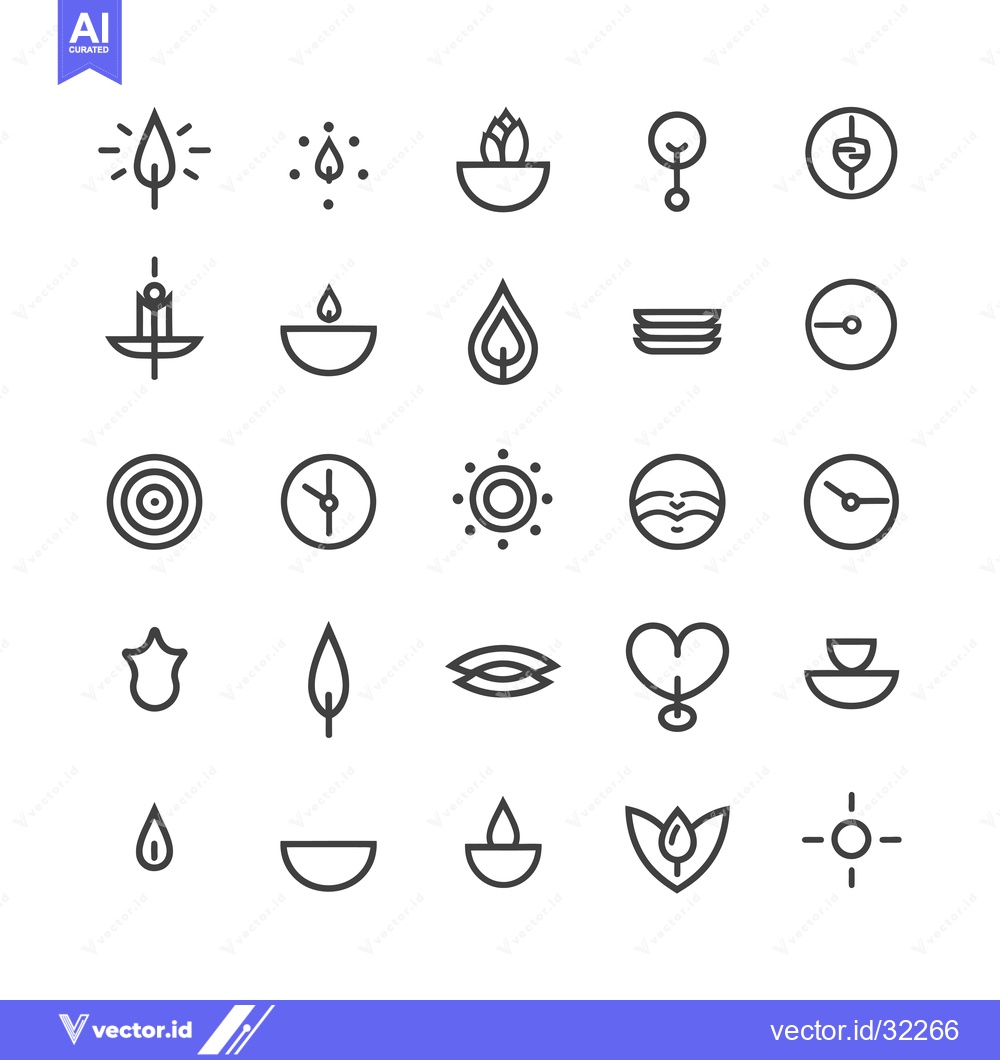 Premium Vector dari Collection of Abstract Line Art Icons with Natural and Geometric Eleme