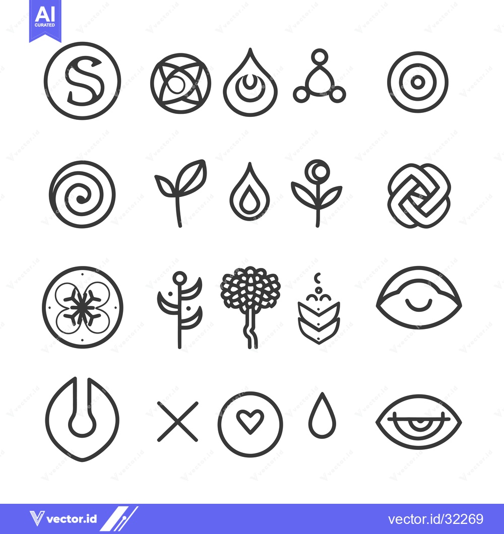 Premium Vector dari Collection of Abstract Line Art Symbols and Icons