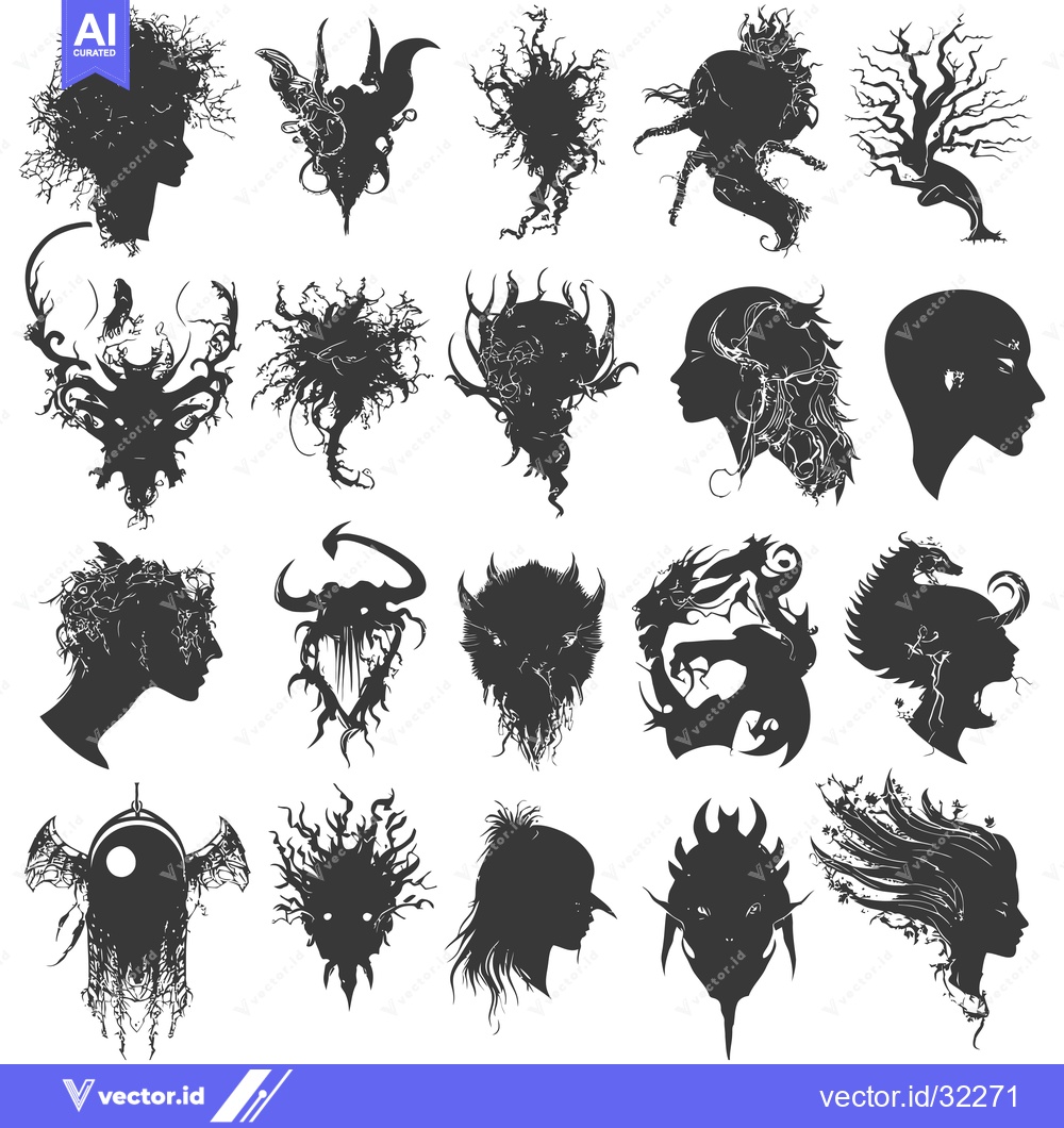 Premium Vector dari Collection of Abstract Silhouettes with Nature-Inspired Designs