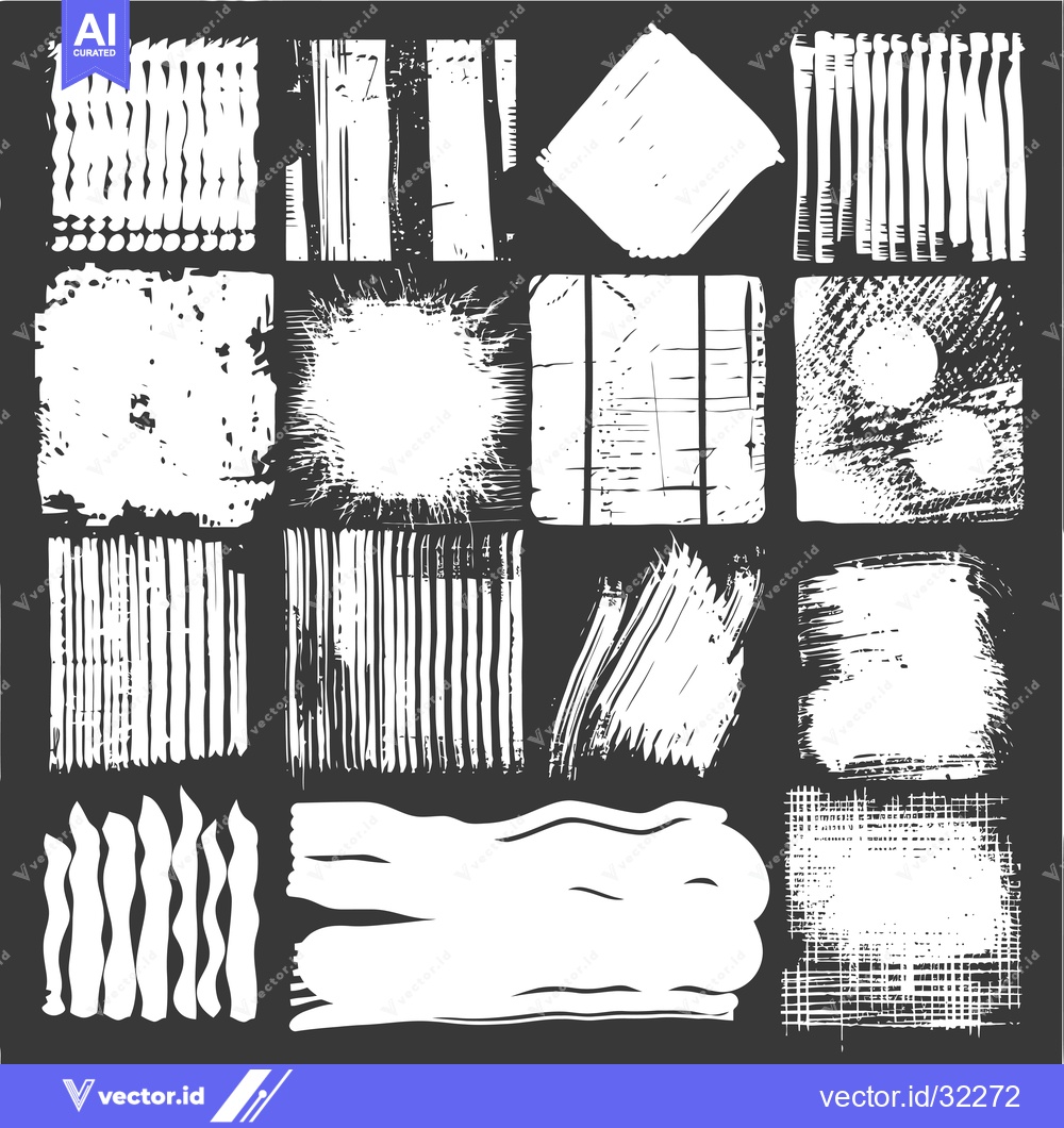 Premium Vector of Collection of Abstract White Brush Stroke Shapes on a Black Background