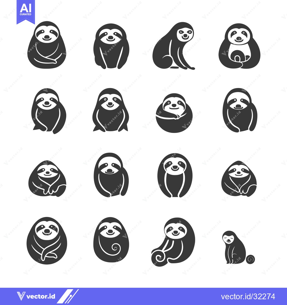 Premium Vector of Collection of Adorable Sloth Illustrations in Various Poses