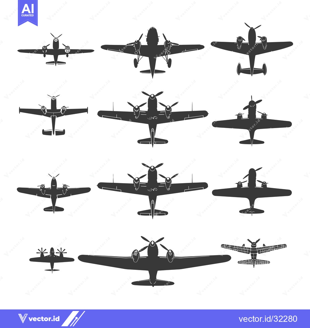 Premium Vector of Collection of Airplane Silhouettes Viewed from Below
