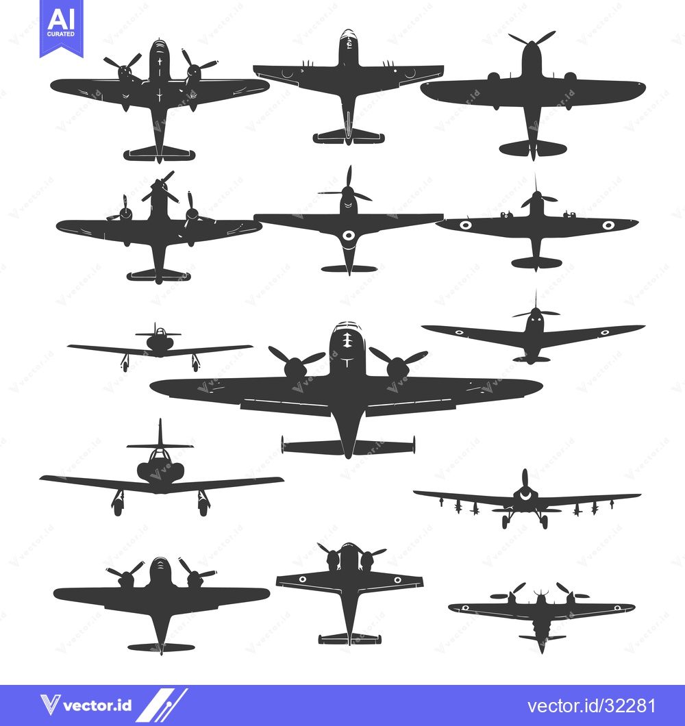 Premium Vector of Collection of Airplane Silhouettes Viewed from Below