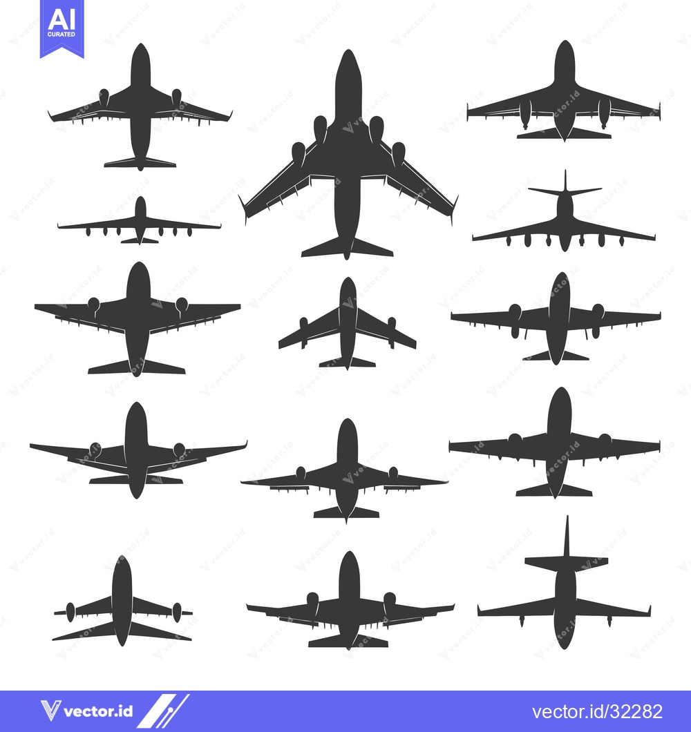 Premium Vector dari Collection of Airplane Silhouettes Viewed from Below
