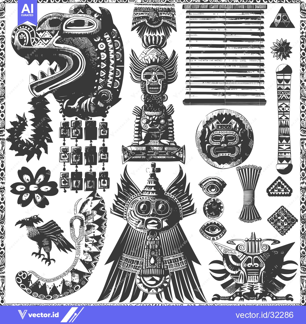 Premium Vector of Collection of Ancient Aztec and Mayan Geometric Designs