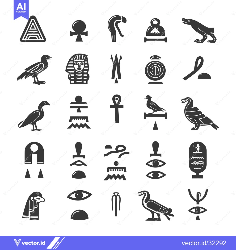 Premium Vector dari Collection of Ancient Egyptian Hieroglyphics and Symbols