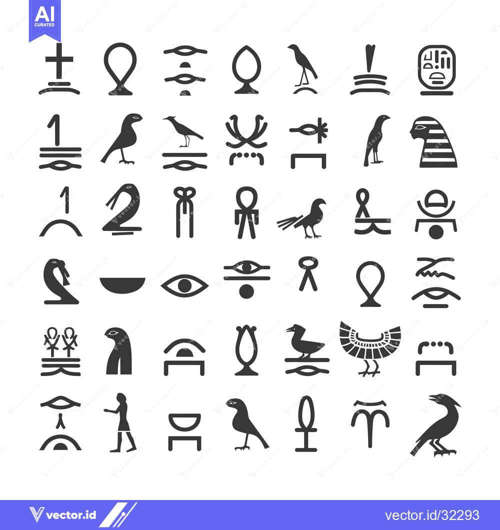 Premium Vector dari Collection of Ancient Egyptian Hieroglyphs