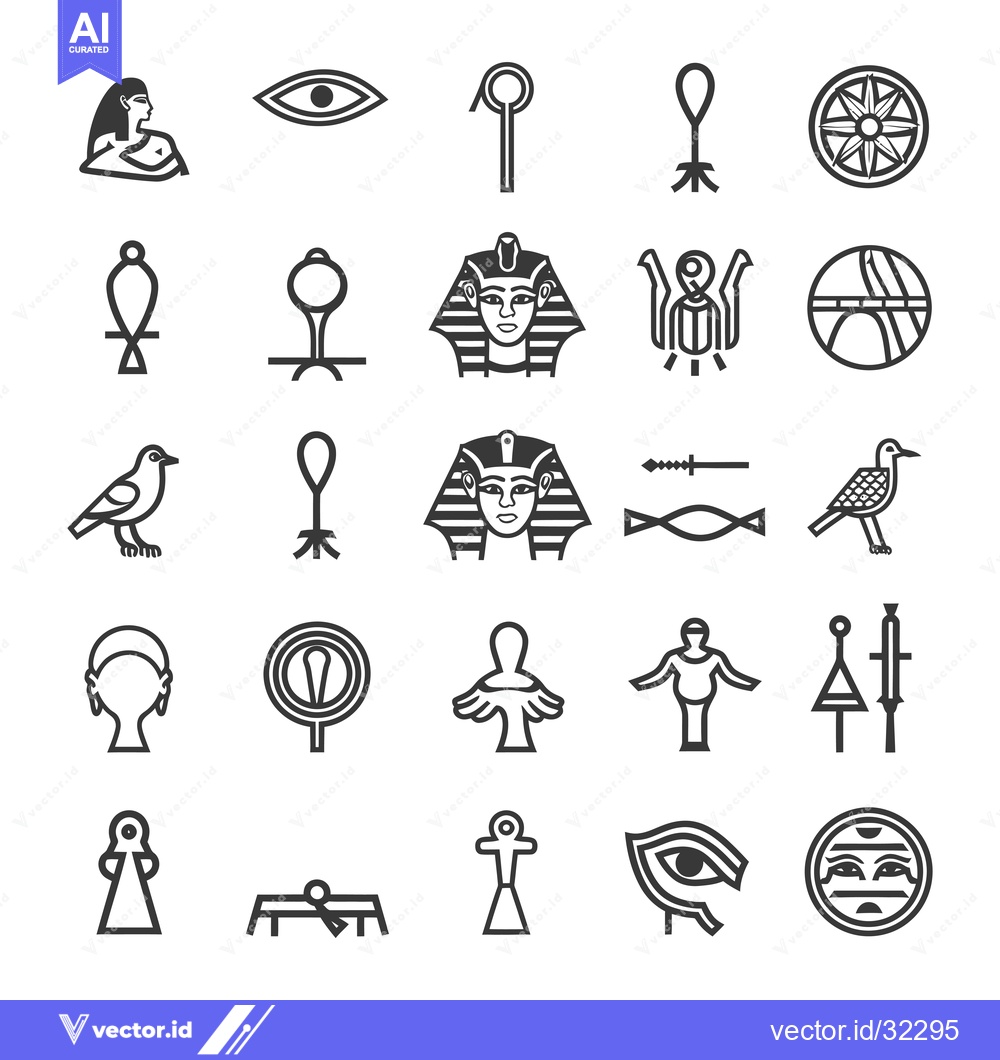 Premium Vector dari Collection of Ancient Egyptian Hieroglyph Symbols