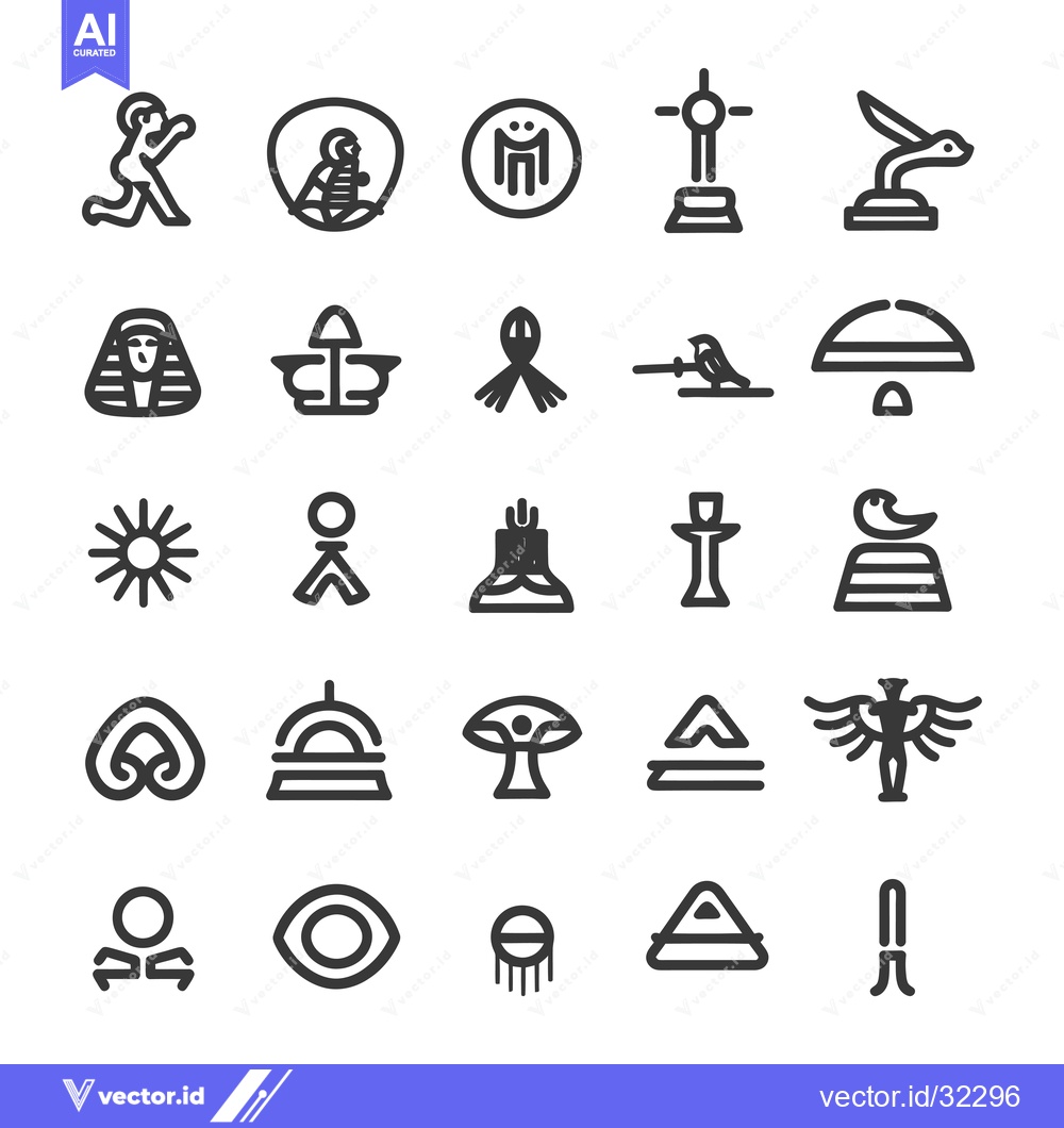 Premium Vector of Collection of Ancient Egyptian Hieroglyph Symbols