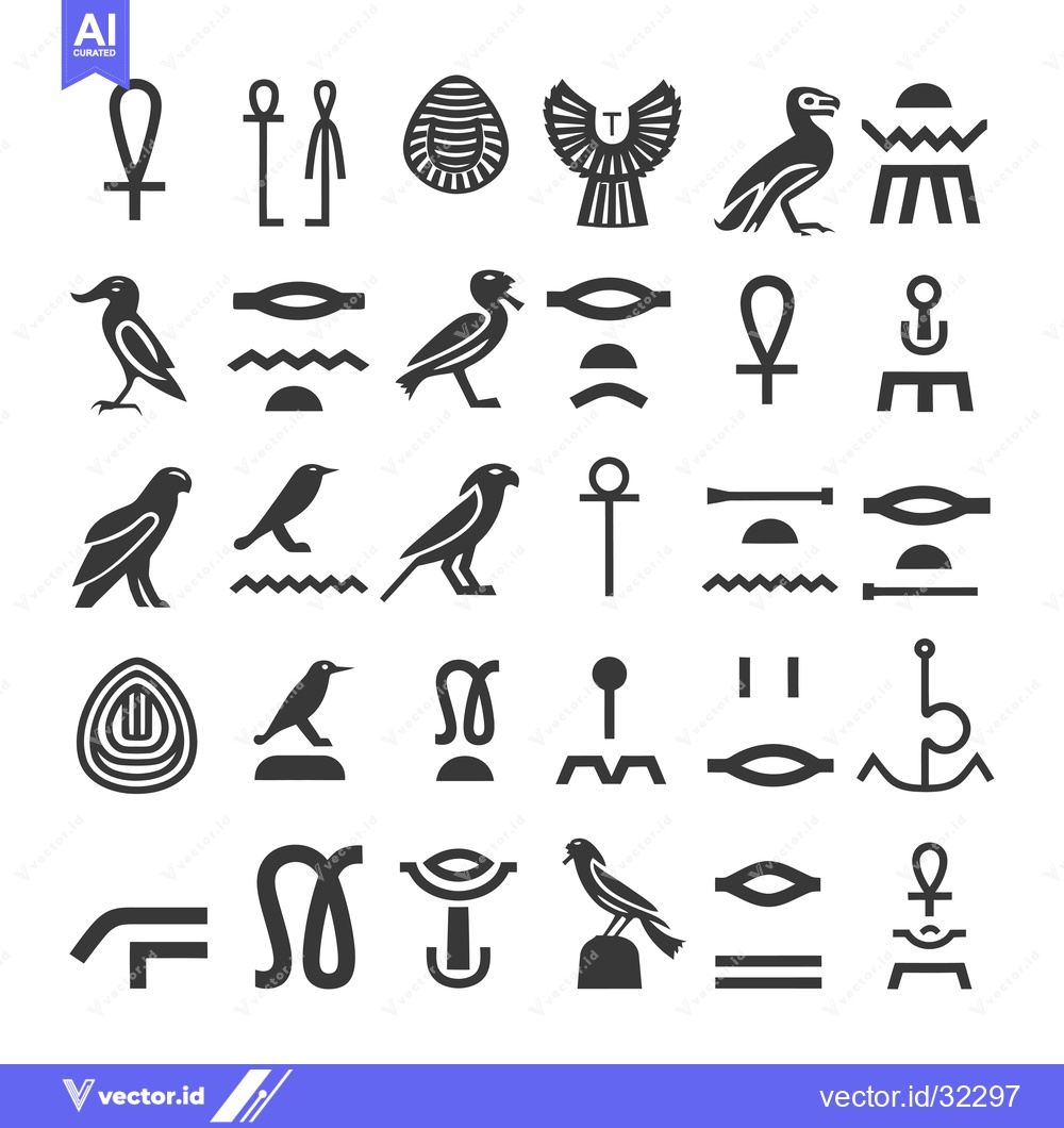 Premium Vector of Collection of Ancient Egyptian Hieroglyph Symbols