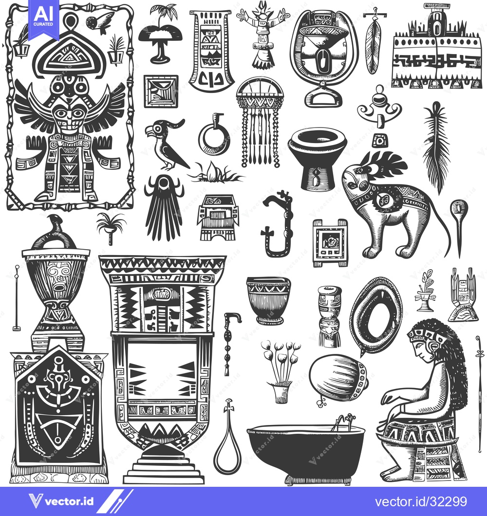 Premium Vector dari Collection of Ancient Maya and Aztec Symbols and Elements