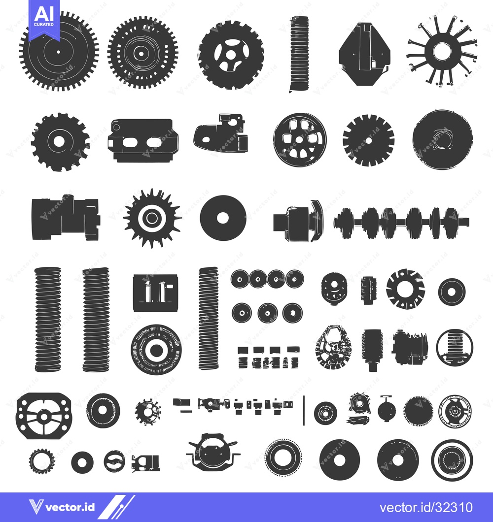 Premium Vector of Collection of Assorted Machine Parts and Components