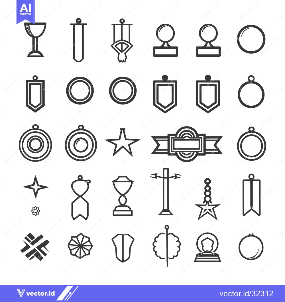 Premium Vector dari Collection of Award and Achievement Symbols in Black and White