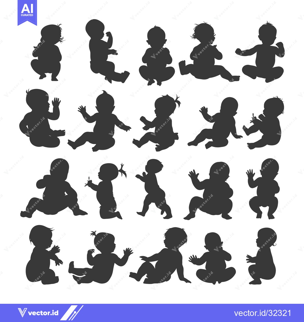 Premium Vector of Collection of Baby Silhouettes in Various Poses