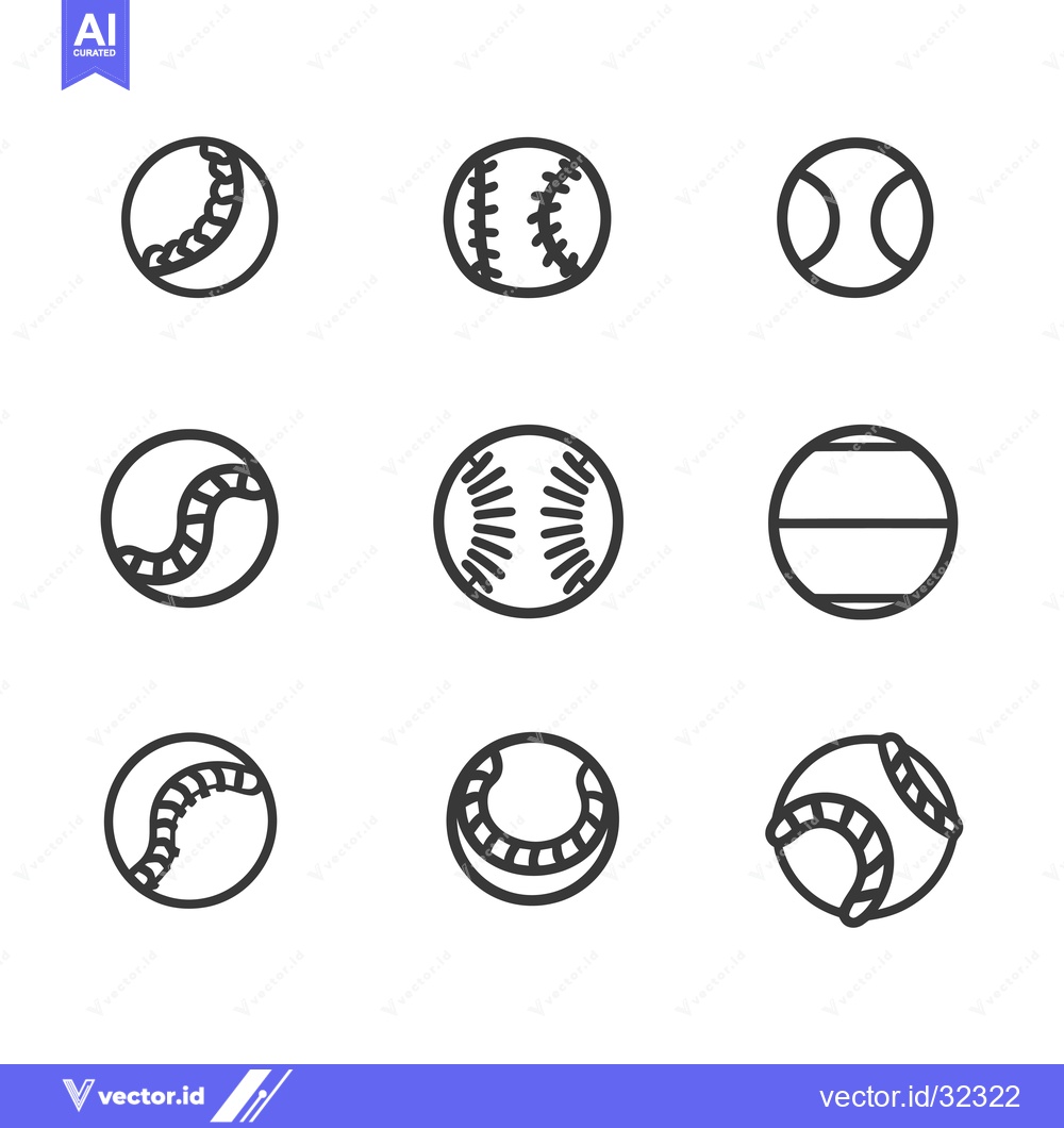 Premium Vector dari Collection of Baseball Icon Designs