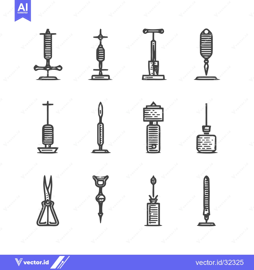 Premium Vector dari Vintage medical tools and instruments illustration set.
