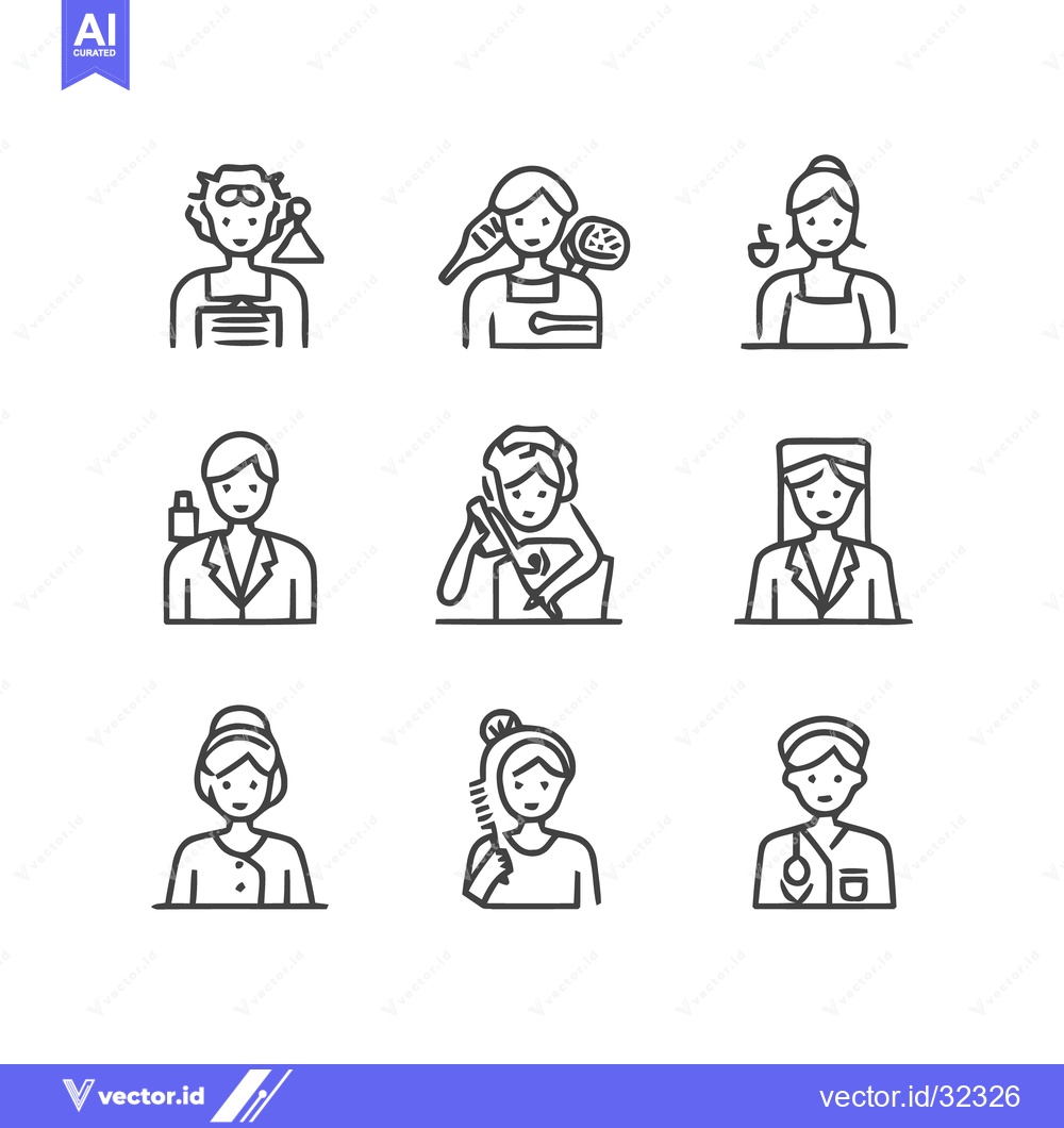 Premium Vector dari Diverse Professions - A Collection of Line Art Icons.