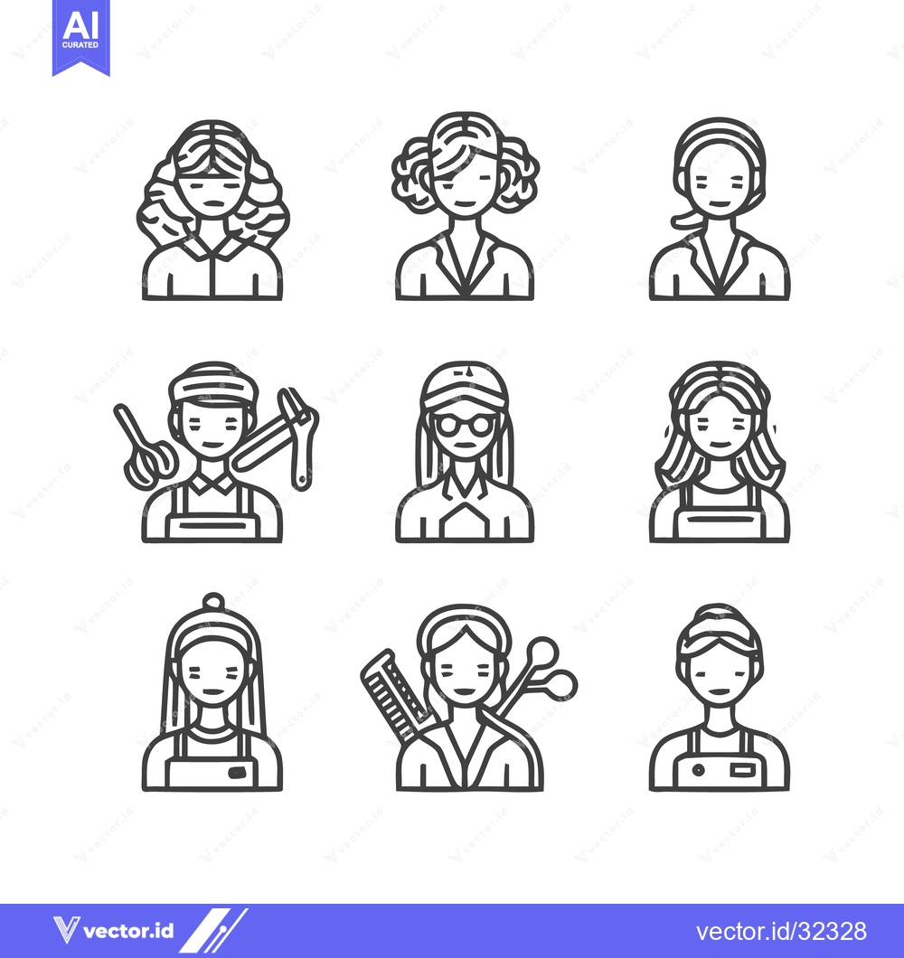 Premium Vector of Diverse Professions - A Collection of Illustrated Female Workers.