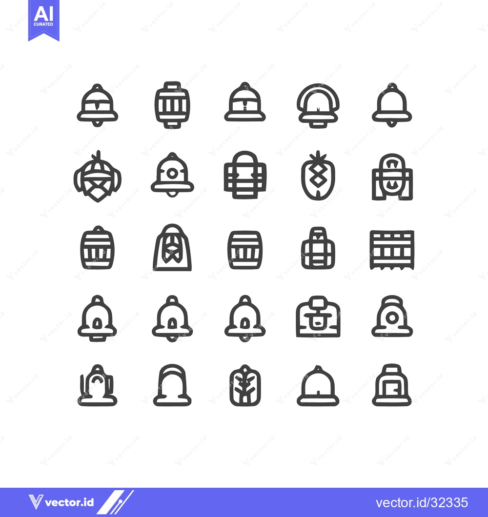 Premium Vector dari Collection of various bell-shaped icons in a minimalist style.