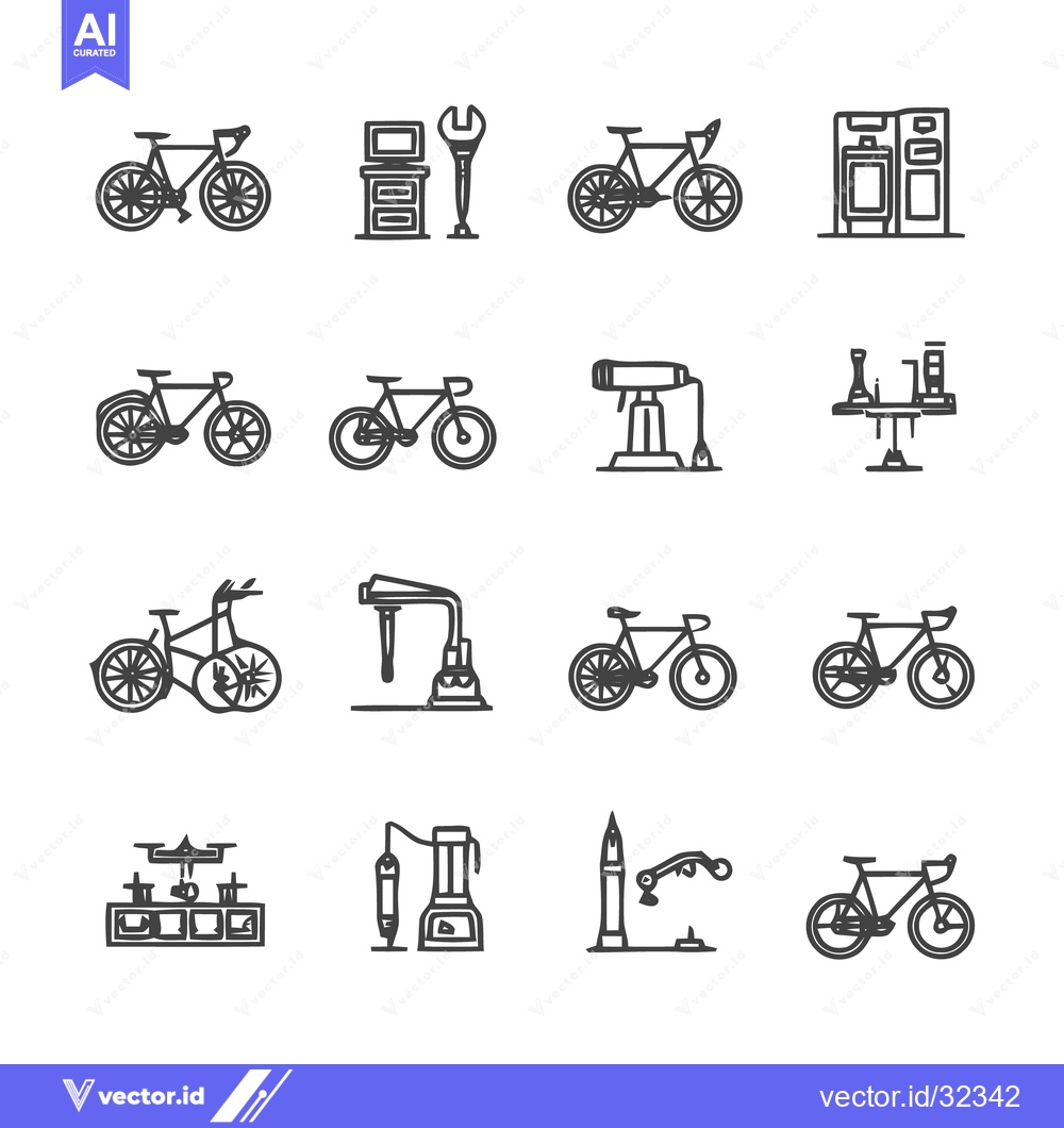 Premium Vector of Bicycle Repair and Maintenance Icons Set.