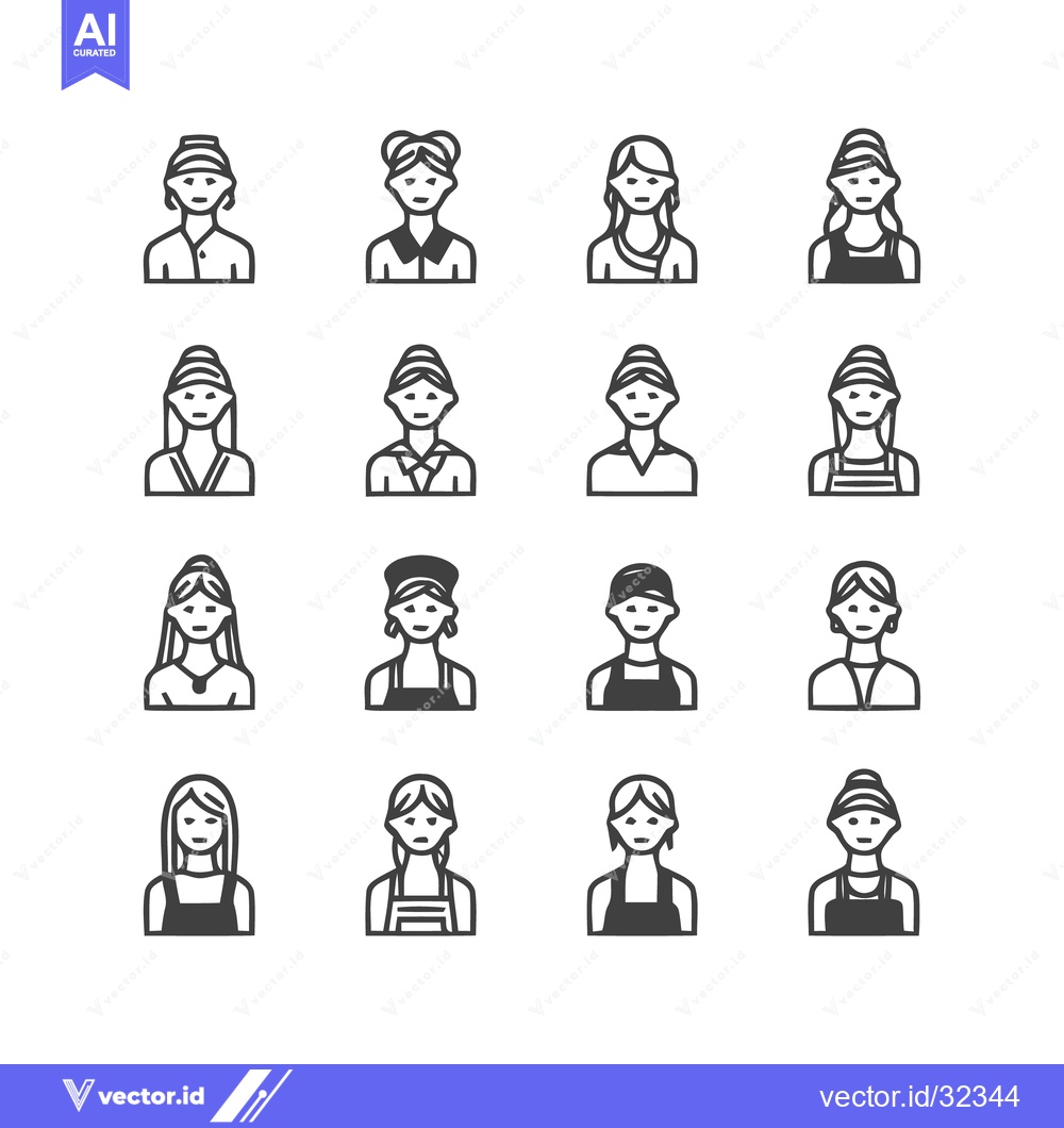 Premium Vector dari Diverse Collection of Female Avatar Icons for Various Applications.